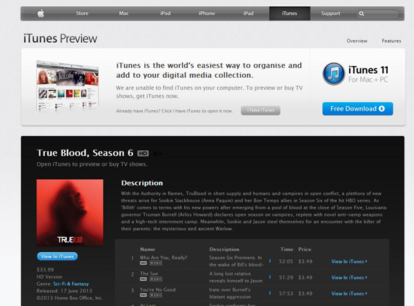 true blood season 3 itunes release date